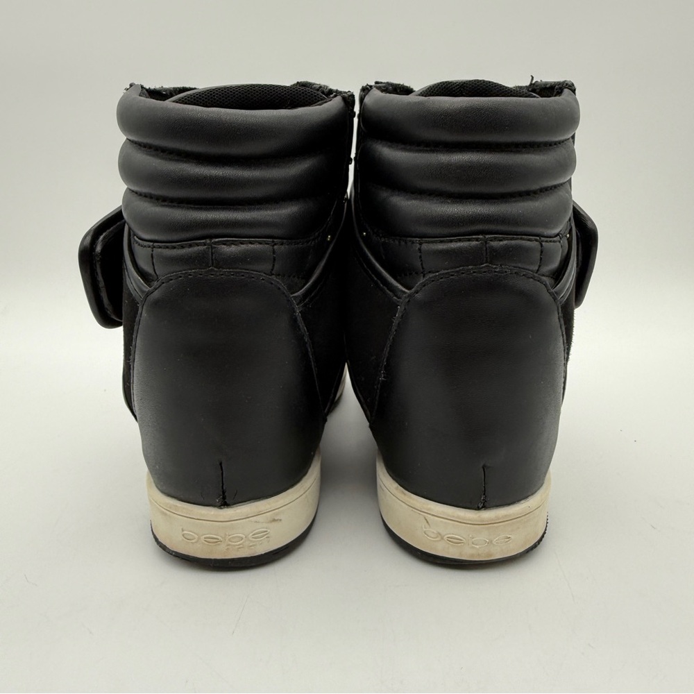 bebe Black Quilted High-Top Sneakers with Hidden Wedge Sz 7 - Picture 5 of 13